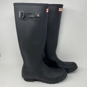 Hunter Original Wellington Tall Rain Boots Matte Black Sz 9